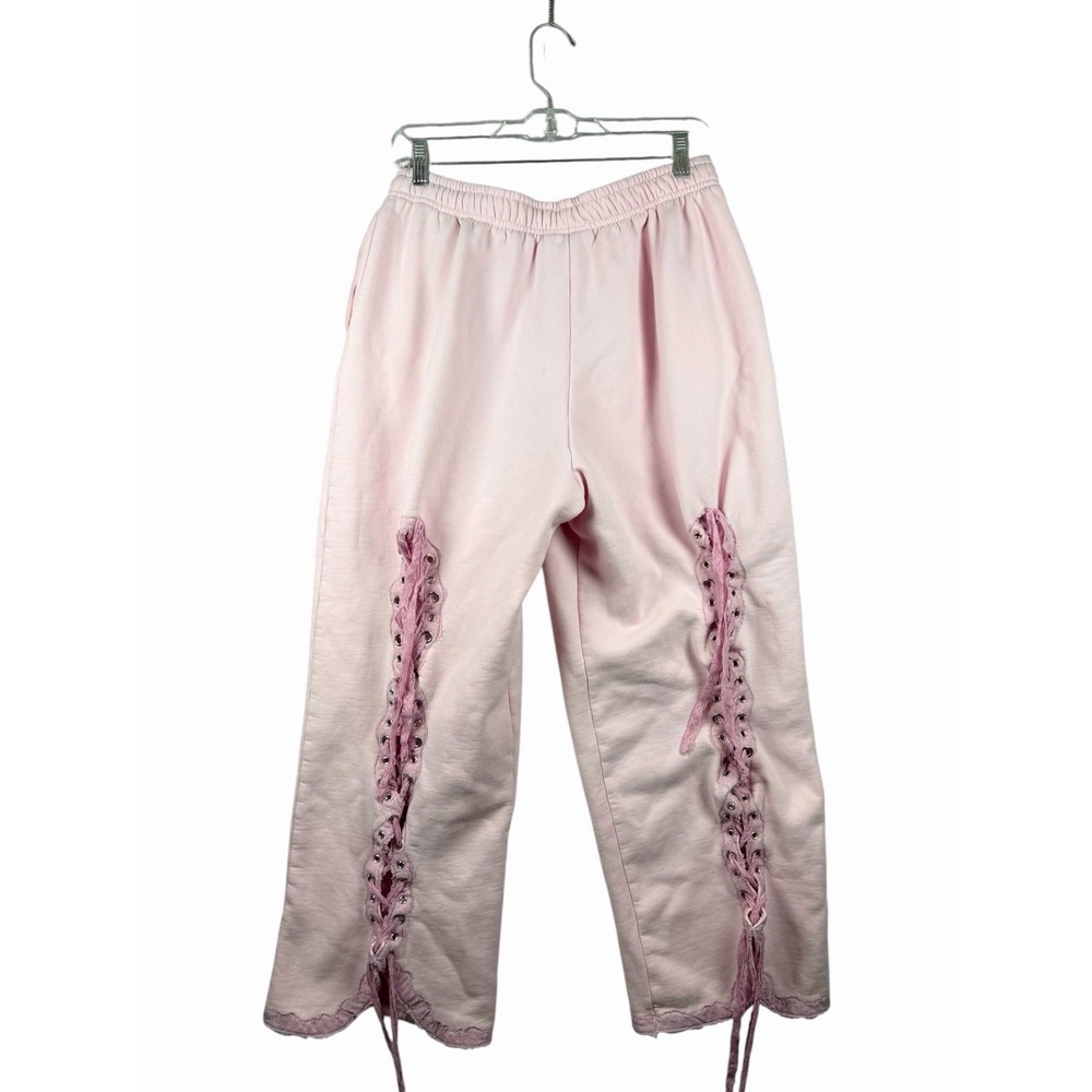 Named Collective Women's Baby Pink Lace High Rise Sweatpants Size L